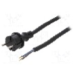Cablu alimentare AC, 3m, 2 fire, culoare negru, cabluri, CEE 7/17 (C) mufa, PLASTROL - W-97203