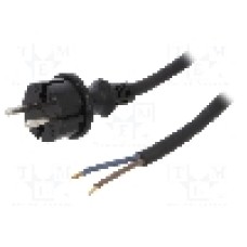 Cablu alimentare AC, 3m, 2 fire, culoare negru, cabluri, CEE 7/17 (C) mufa, PLASTROL - W-97261