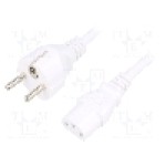 Cablu alimentare AC, 3m, 3 fire, culoare alb, CEE 7/7 (E/F) mufa, IEC C13 mama, LIAN DUNG - 