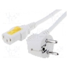 Cablu alimentare AC, 3m, 3 fire, culoare alb, CEE 7/7 (E/F) ştecar in unghi, IEC C13 mama, SCHURTER - 6051.2094