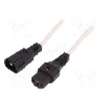 Cablu alimentare AC, 3m, 3 fire, culoare alb, IEC C13 mama, IEC C14 tata, IEC LOCK - IEC-PC1076
