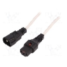 Cablu alimentare AC, 3m, 3 fire, culoare alb, IEC C13 mama, IEC C14 tata, IEC LOCK - IEC-PC1076