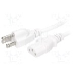 Cablu alimentare AC, 3m, 3 fire, culoare alb, IEC C13 mama, NEMA 5-15 (B) mufa, LIAN DUNG - 