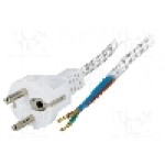 Cablu alimentare AC, 3m, 3 fire, culoare alb, cabluri, CEE 7/7 (E/F) mufa, Goobay - 50504
