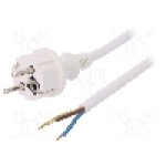 Cablu alimentare AC, 3m, 3 fire, culoare alb, cabluri, CEE 7/7 (E/F) mufa, SCHUKO mufa, PLASTROL - W-97420