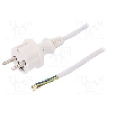 Cablu alimentare AC, 3m, 3 fire, culoare alb, cabluri, CEE 7/7 (E/F) mufa, SCHUKO mufa, PLASTROL - W-98373