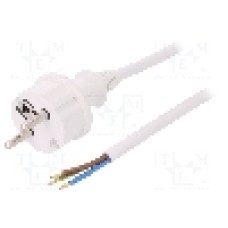 Cablu alimentare AC, 3m, 3 fire, culoare alb, cabluri, CEE 7/7 (E/F) mufa, SCHUKO mufa, PLASTROL - W-98383