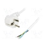 Cablu alimentare AC, 3m, 3 fire, culoare alb, cabluri, CEE 7/7 (E/F) ştecar in unghi, LIAN DUNG - 