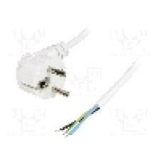 Cablu alimentare AC, 3m, 3 fire, culoare alb, cabluri, CEE 7/7 (E/F) ştecar in unghi, LIAN DUNG - 