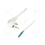 Cablu alimentare AC, 3m, 3 fire, culoare alb, cabluri, CEE 7/7 (E/F) ştecar in unghi, LIAN DUNG - 