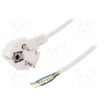 Cablu alimentare AC, 3m, 3 fire, culoare alb, cabluri, CEE 7/7 (E/F) ştecar in unghi, SCHUKO mufa, PLASTROL - W-97157