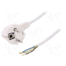 Cablu alimentare AC, 3m, 3 fire, culoare alb, cabluri, CEE 7/7 (E/F) ştecar in unghi, SCHUKO mufa, PLASTROL - W-97157