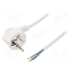 Cablu alimentare AC, 3m, 3 fire, culoare alb, cabluri, CEE 7/7 (E/F) ştecar in unghi, SCHUKO mufa, PLASTROL - W-97169