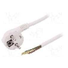 Cablu alimentare AC, 3m, 3 fire, culoare alb, cabluri, CEE 7/7 (E/F) ştecar in unghi, SCHUKO mufa, PLASTROL - W-98008