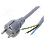 Cablu alimentare AC, 3m, 3 fire, culoare gri, cabluri, CEE 7/7 (E/F) mufa, LIAN DUNG - 
