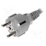 Cablu alimentare AC, 3m, 3 fire, culoare gri, cabluri, CEE 7/7 (E/F) mufa, LIAN DUNG - 