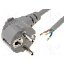 Cablu alimentare AC, 3m, 3 fire, culoare gri, cabluri, CEE 7/7 (E/F) ştecar in unghi, LIAN DUNG - 