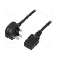 Cablu alimentare AC, 3m, 3 fire, culoare negru, BS 1363 (G) mufa, IEC C19 mama, LIAN DUNG - 