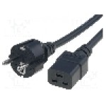 Cablu alimentare AC, 3m, 3 fire, culoare negru, CEE 7/7 (E/F) mufa, IEC C19 mama, LIAN DUNG - 