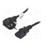 Cablu alimentare AC, 3m, 3 fire, culoare negru, CEE 7/7 (E/F) ştecar in unghi, IEC C13 mama, AKYGA - AK-PC-06A