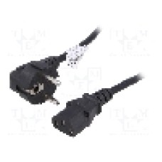 Cablu alimentare AC, 3m, 3 fire, culoare negru, CEE 7/7 (E/F) ştecar in unghi, IEC C13 mama, AKYGA - AK-PC-06A