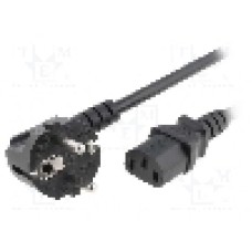 Cablu alimentare AC, 3m, 3 fire, culoare negru, CEE 7/7 (E/F) ştecar in unghi, IEC C13 mama, LIAN DUNG - 