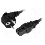 Cablu alimentare AC, 3m, 3 fire, culoare negru, CEE 7/7 (E/F) ştecar in unghi, IEC C15 mama, LIAN DUNG - 