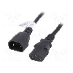 Cablu alimentare AC, 3m, 3 fire, culoare negru, IEC C13 mama, IEC C14 tata, AKYGA - AK-PC-07A