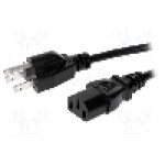 Cablu alimentare AC, 3m, 3 fire, culoare negru, IEC C13 mama, NEMA 5-15 (B) mufa, LIAN DUNG - 