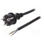 Cablu alimentare AC, 3m, 3 fire, culoare negru, cabluri, CEE 7/7 (E/F) mufa, SCHUKO mufa, PLASTROL - W-97208