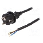 Cablu alimentare AC, 3m, 3 fire, culoare negru, cabluri, CEE 7/7 (E/F) mufa, SCHUKO mufa, PLASTROL - W-98384