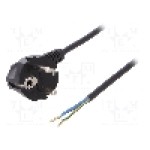 Cablu alimentare AC, 3m, 3 fire, culoare negru, cabluri, CEE 7/7 (E/F) ştecar in unghi, SCHUKO mufa, PLASTROL - W-97158
