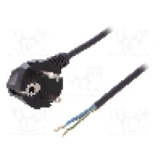 Cablu alimentare AC, 3m, 3 fire, culoare negru, cabluri, CEE 7/7 (E/F) ştecar in unghi, SCHUKO mufa, PLASTROL - W-97158