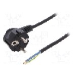 Cablu alimentare AC, 3m, 3 fire, culoare negru, cabluri, CEE 7/7 (E/F) ştecar in unghi, SCHUKO mufa, PLASTROL - W-97170