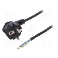 Cablu alimentare AC, 3m, 3 fire, culoare negru, cabluri, CEE 7/7 (E/F) ştecar in unghi, SCHUKO mufa, PLASTROL - W-97170