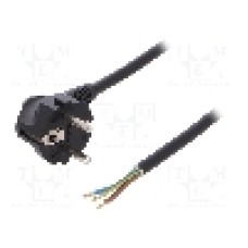 Cablu alimentare AC, 3m, 3 fire, culoare negru, cabluri, CEE 7/7 (E/F) ştecar in unghi, SCHUKO mufa, PLASTROL - W-97182