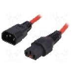 Cablu alimentare AC, 3m, 3 fire, culoare roşu, IEC C13 mama, IEC C14 tata, IEC LOCK - IEC-PC1387