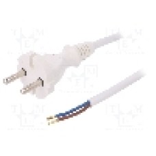 Cablu alimentare AC, 4m, 2 fire, culoare alb, cabluri, CEE 7/17 (C) mufa, PLASTROL - W-98341