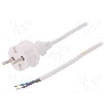 Cablu alimentare AC, 4m, 2 fire, culoare alb, cabluri, CEE 7/17 (C) mufa, PLASTROL - W-98351