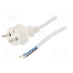 Cablu alimentare AC, 4m, 2 fire, culoare alb, cabluri, CEE 7/17 (C) mufa, PLASTROL - W-98365
