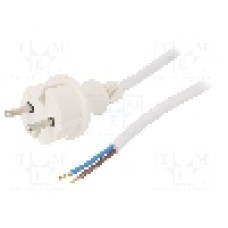 Cablu alimentare AC, 4m, 2 fire, culoare alb, cabluri, CEE 7/17 (C) mufa, PLASTROL - W-98365