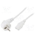 Cablu alimentare AC, 4m, 3 fire, culoare alb, CEE 7/7 (E/F) ştecar in unghi, IEC C13 mama, LIAN DUNG - 
