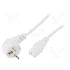 Cablu alimentare AC, 4m, 3 fire, culoare alb, CEE 7/7 (E/F) ştecar in unghi, IEC C13 mama, LIAN DUNG - 