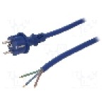Cablu alimentare AC, 4m, 3 fire, culoare albastru, cabluri, CEE 7/7 (E/F) mufa, SCHUKO mufa, PLASTROL - W-98455