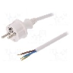 Cablu alimentare AC, 4m, 3 fire, culoare alb, cabluri, CEE 7/7 (E/F) mufa, SCHUKO mufa, PLASTROL - W-98385