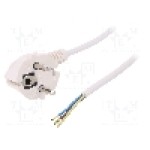 Cablu alimentare AC, 4m, 3 fire, culoare alb, cabluri, CEE 7/7 (E/F) ştecar in unghi, SCHUKO mufa, PLASTROL - W-97159