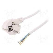 Cablu alimentare AC, 4m, 3 fire, culoare alb, cabluri, CEE 7/7 (E/F) ştecar in unghi, SCHUKO mufa, PLASTROL - W-97159