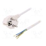 Cablu alimentare AC, 4m, 3 fire, culoare alb, cabluri, CEE 7/7 (E/F) ştecar in unghi, SCHUKO mufa, PLASTROL - W-97171
