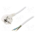 Cablu alimentare AC, 4m, 3 fire, culoare alb, cabluri, CEE 7/7 (E/F) ştecar in unghi, SCHUKO mufa, PLASTROL - W-97183