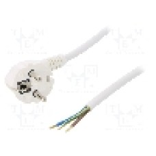 Cablu alimentare AC, 4m, 3 fire, culoare alb, cabluri, CEE 7/7 (E/F) ştecar in unghi, SCHUKO mufa, PLASTROL - W-97183